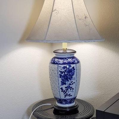 Blue and White Floral Table Lamp #1