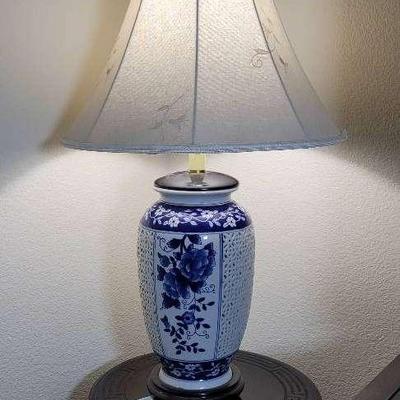 Blue and White Floral Table Lamp #2