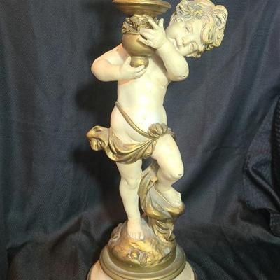 Vintage Cherub Chalkware Torchiere Lamp #2