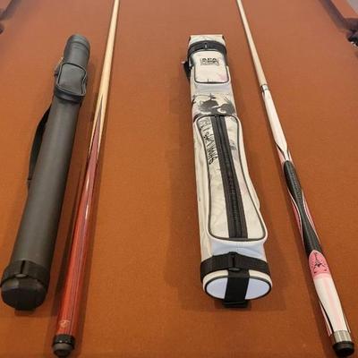 His And Hers Cue Sticks With Bags