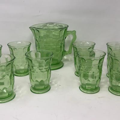 Anchor Hocking Depression Glass Pitcher and Tumbler Set