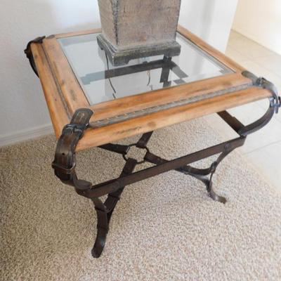 Adnet Hemes Style End table. "Equestrian Ranch"  Coffee table also available.