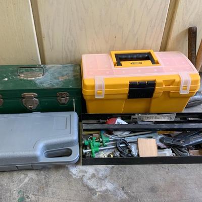 Toolboxes With Hammers, Screwdrivers, And Misc Garage Utensils