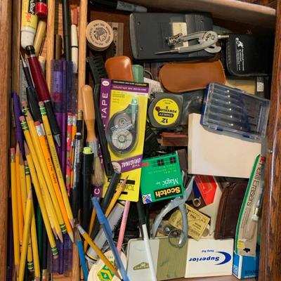 Drawer Of Office Supplies And Utensils