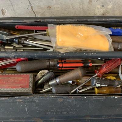 Vintage Metal Toolbox With Tools