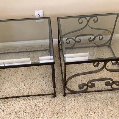 Wrought Iron And Glass Side Tables 