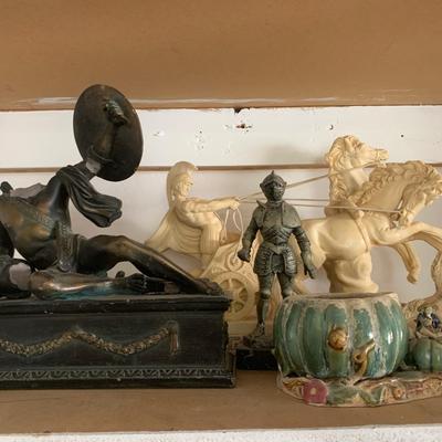 Greek Soldier, Knight, And Misc Statues