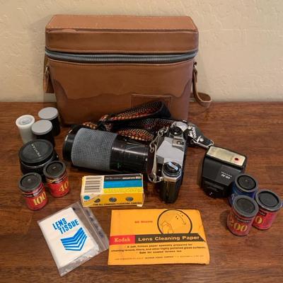 Pentax Camera And Triatar Skylight Lens