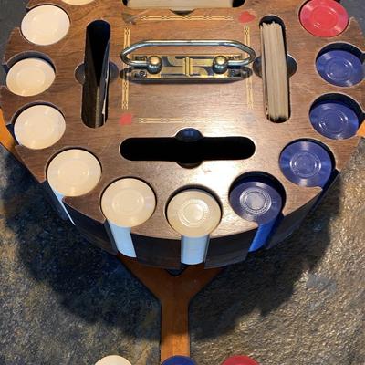 Rotating Wooden Poker Chip Set