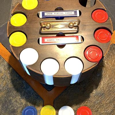 Revolving Wooden Poker Chip Set 