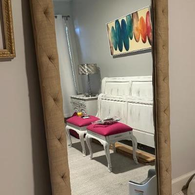 Large Floor Mirror with quilted fabric sides