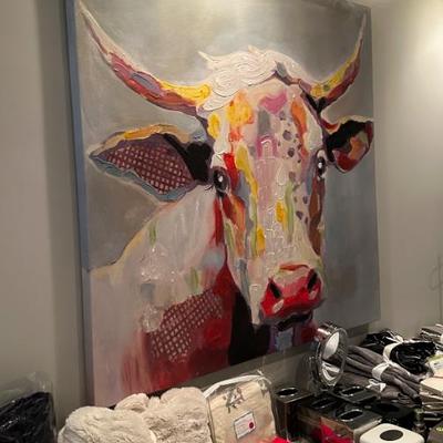 Large Cow portrait on Canvas. 