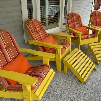 Wood Adirondack Chairs with Cushions