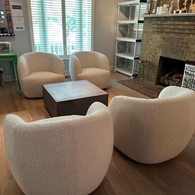4 CB2 Gwyneth Boucle Swivel Chairs