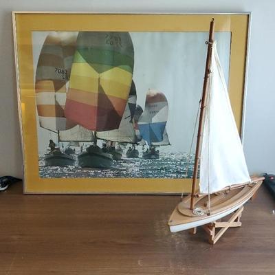 Sailing Print & Wooden Sail Boat