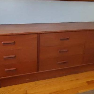 Long Wooden Danish Modern Dresser
