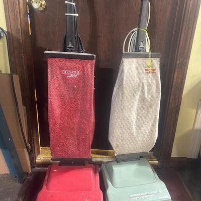 Two Vintage Hoover Vacuums with Bags