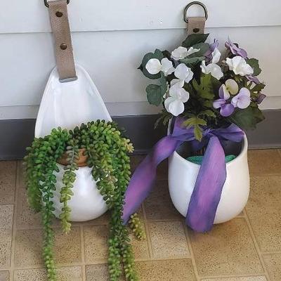 (2) Egg Shape Hanging Wall Planters