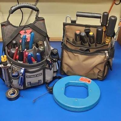 (2) Full Tool Bags and Steel Fish Tape