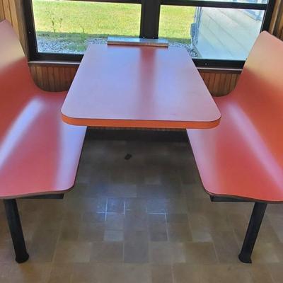 Coral Colored Restaurant Booth