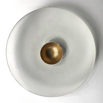 “The Circle,” George Bucquet

cast glass w/copper??; 16” diam x 4” h; purchased in 1998, imperfection on underside

Estimated value based...