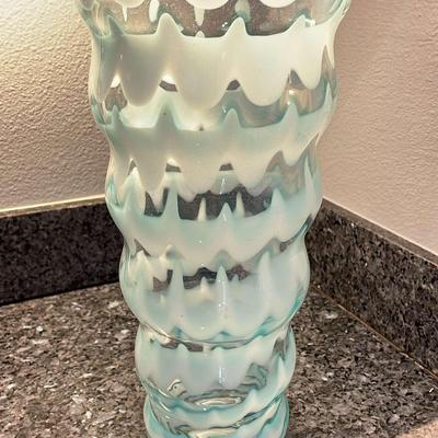 Royal Gallery White with a Hint of Mint Wavy Stripe Vase