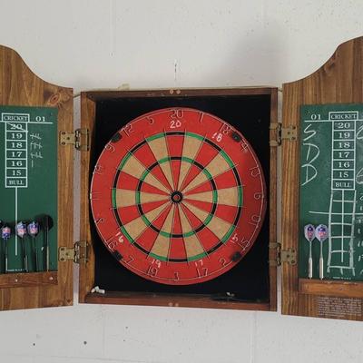 Marlboro Country Store Dart Board Cabinet with Chalkboard 