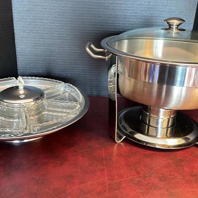 5 Quart Chafing Dish And Lazy Susan Relish Tray