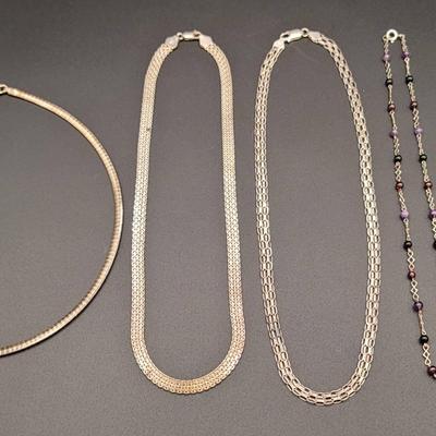 Four Sterling Silver Necklaces 