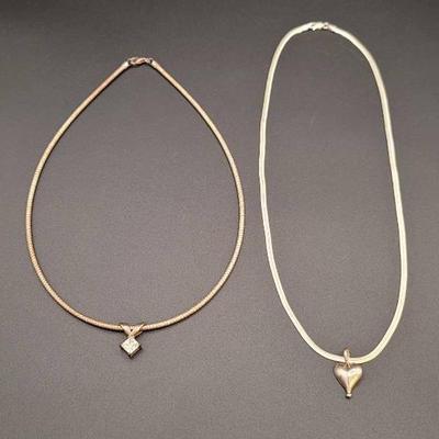 Two Sterling Silver Necklaces with Pendants 