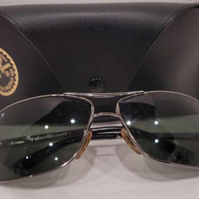 RAY-BAN Gunmetal Polarized Flex Hinge Wraps Sunglasses
