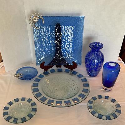 Shades Of Blue Glass Decor And Servingware