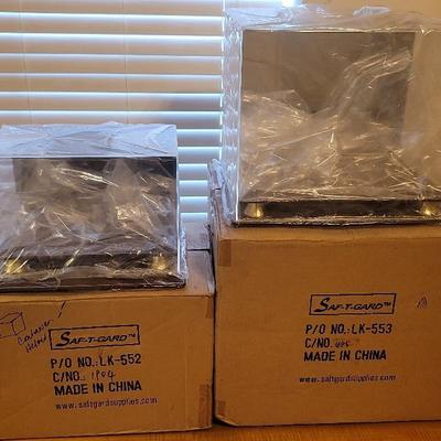 2 NOS Saf-T-Gard Acrylic Football Helmet and Football Display Cases