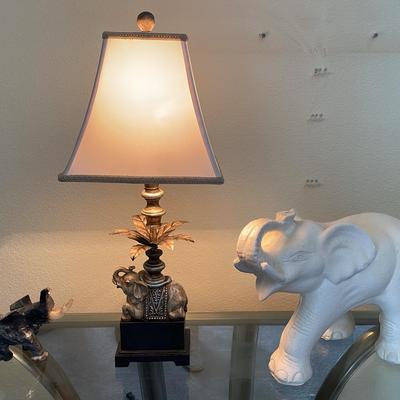Elephant Decor Lamp And Figurines 