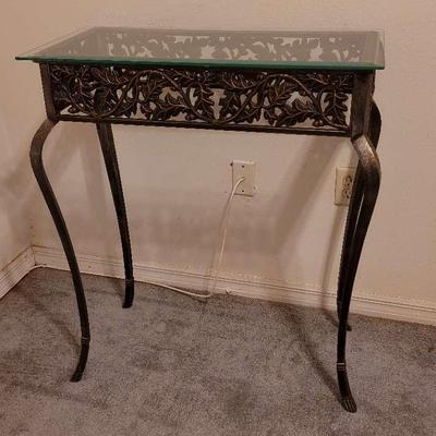 Wrought Iron Hall Table With Glass Top