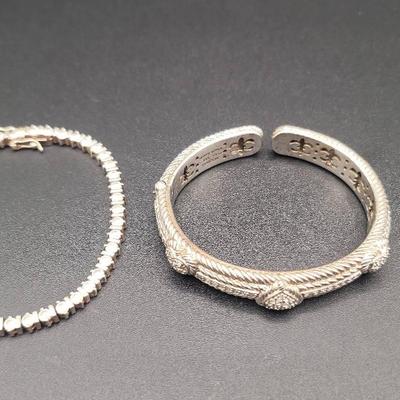 Two Sterling Silver Bracelets & Ring - Judith Ripka & CPT