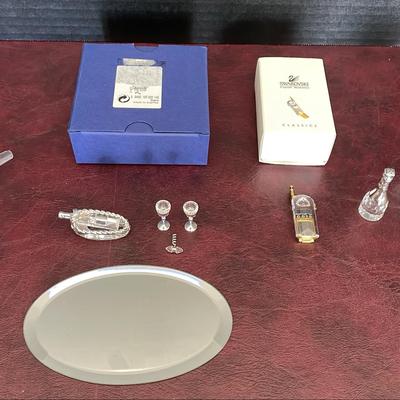 Swarovski Crystal Airplane, Wine Set, Phone, Bottle And Clam Shell 