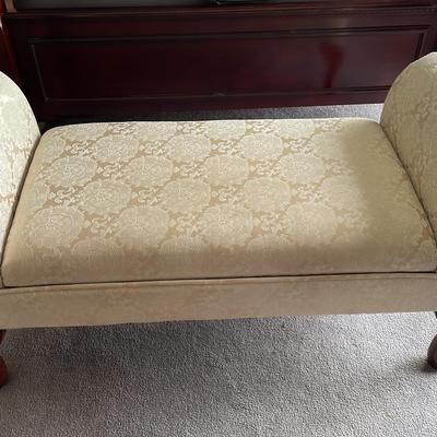 Cream Damask End of Bed Storage Bench