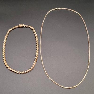 Two Gold-Over-Sterling Silver Necklaces - Marked Italy