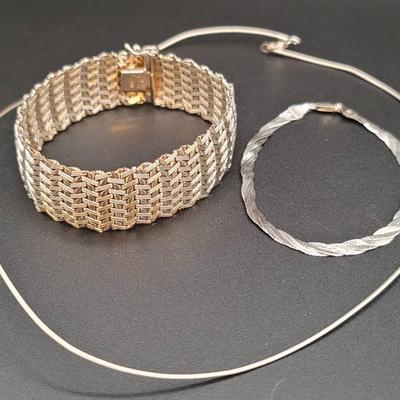 14 K White Gold Scrap 35 Grams, Two Bracelets & One Necklace 