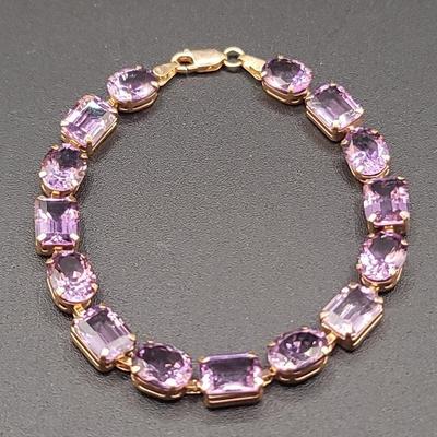 10k Yellow Gold & Amethyst Bracelet 