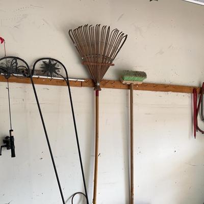 Gardening Tools And Patio Umbrella With Stand 