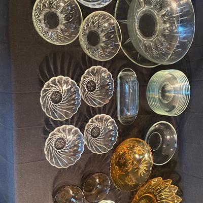 Various Glass Bowls And Serving Plates 
