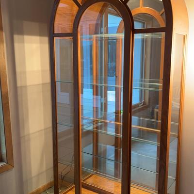 Vintage Arch Oak Glass Cabinet