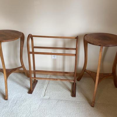 Pair Of Night Stands With Vintage Danish Teak Wood Rack