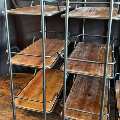 2 Metal & Wood plank shelving stands 