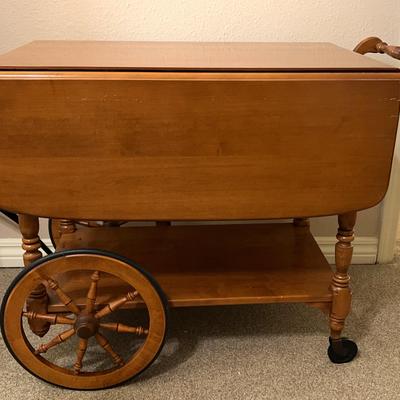 ETHAN ALLEN Heirloom Nutmeg Maple Colonial Early American Server Tea Cart  