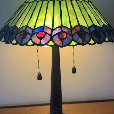 Tiffany style lamp, double bulb - Green/purple, Lot 2 