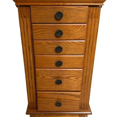 Tall Wooden Jewelry Cabinet
