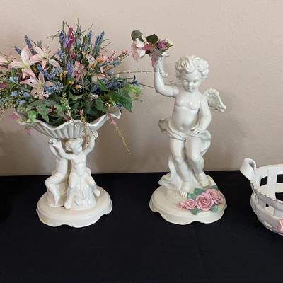 Vintage White Decor Featuring Two Pieces With Cherubs